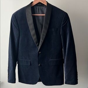 Bar III Navy Blue velvet Tuxedo with Satin Shawl Collar slim 38